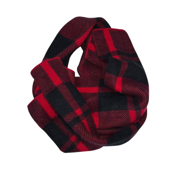 madison 88 HOLIDAY red black buffalo check print scarf shawl - Picture 3 of 4